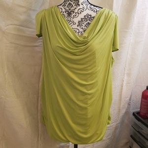 Green draped neckline top